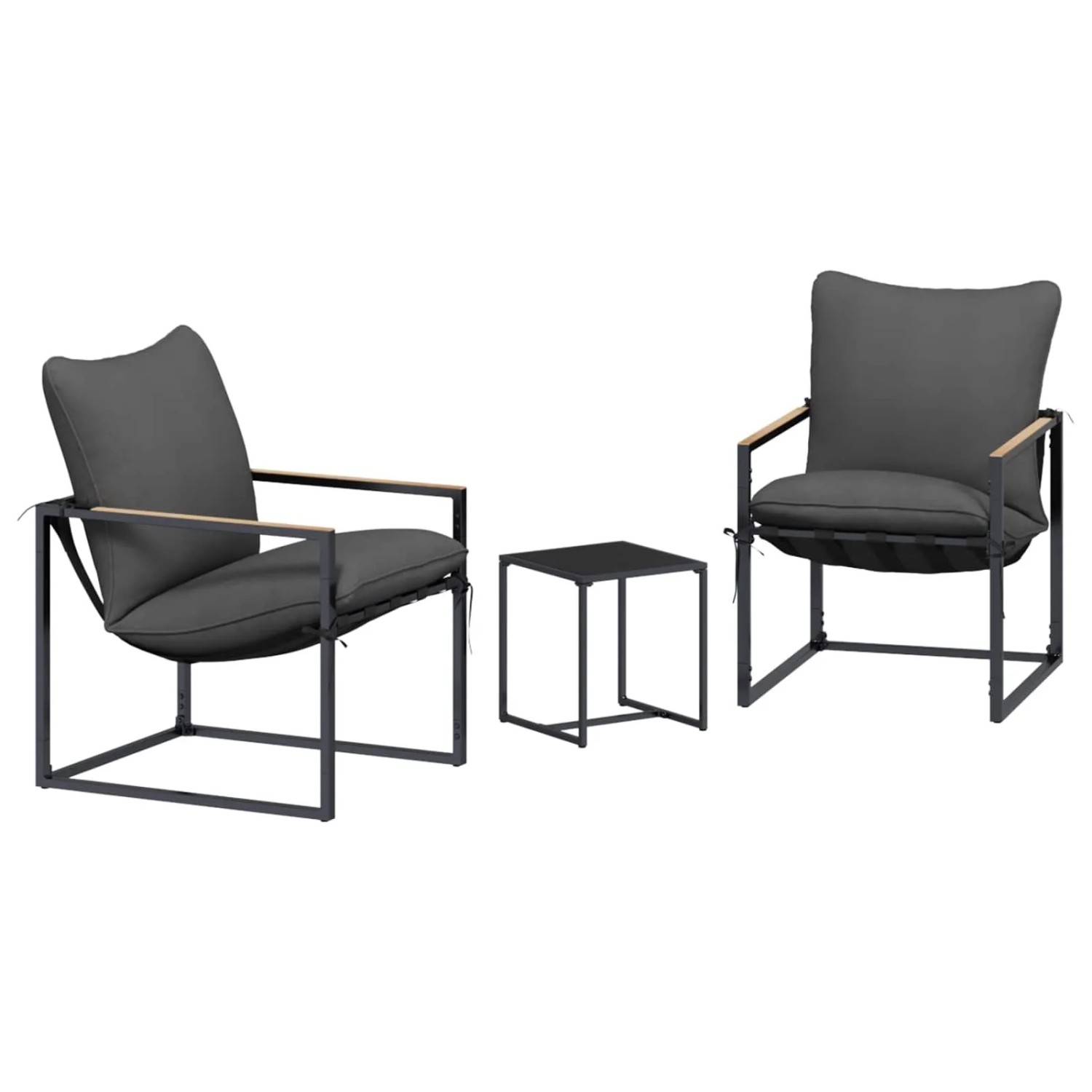 vidaXL Gartensofa-set 3 Stk Schwarz und Anthrazit Stahl 42025093
