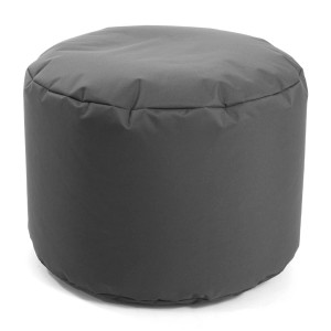 Anthrazitfarbener mokebo Outdoor Pouf/Hocker, runder Sitzpouf mit EPS-Füllung.