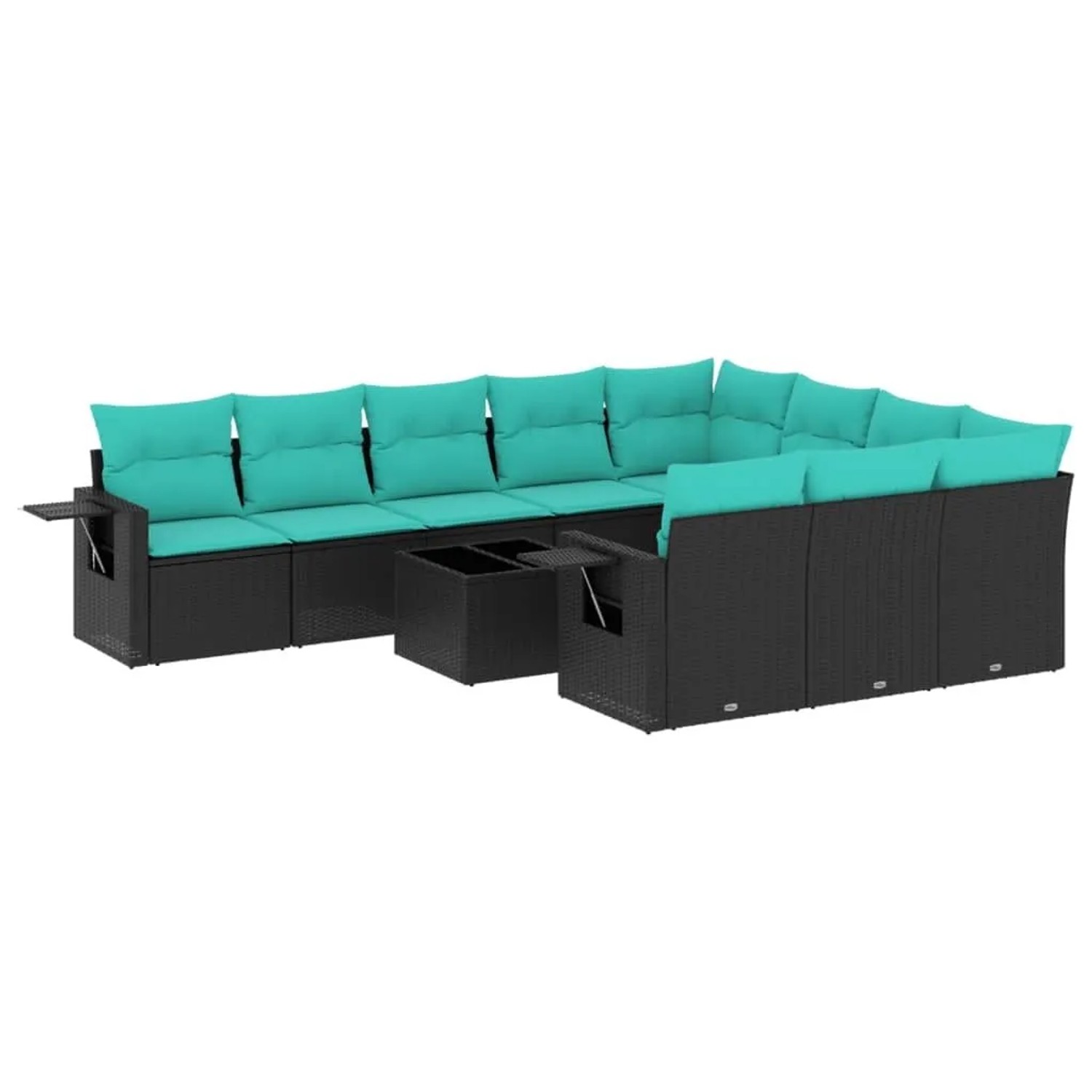 vidaXL 11-Tlg Gartensofa-Set mit Kissen Schwarz Polyrattan 3220696 günstig online kaufen