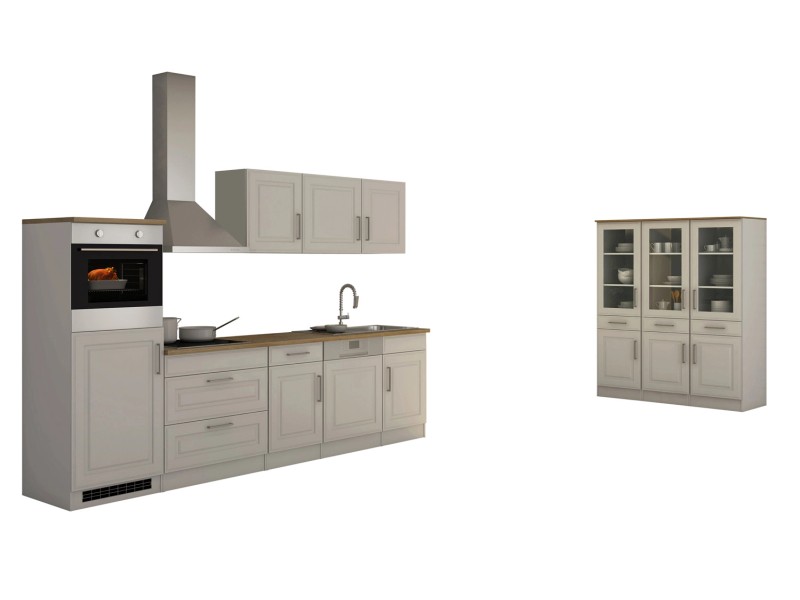 Held Möbel Küchenzeile Rom 300 cm Landhaus Weiß Matt mit E-Geräten kaufen  bei OBI