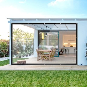 Transparente WOLTU PVC Abdeckplane 2x2 m mit Ösen und Seil zum Schutz von Terrasse und Gartenmöbel.