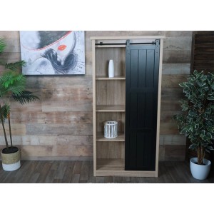 MCW Schrank K75 Naturfarben mit Schiebetür, Schubladenkommode mit 8 Fächern für Stauraum.