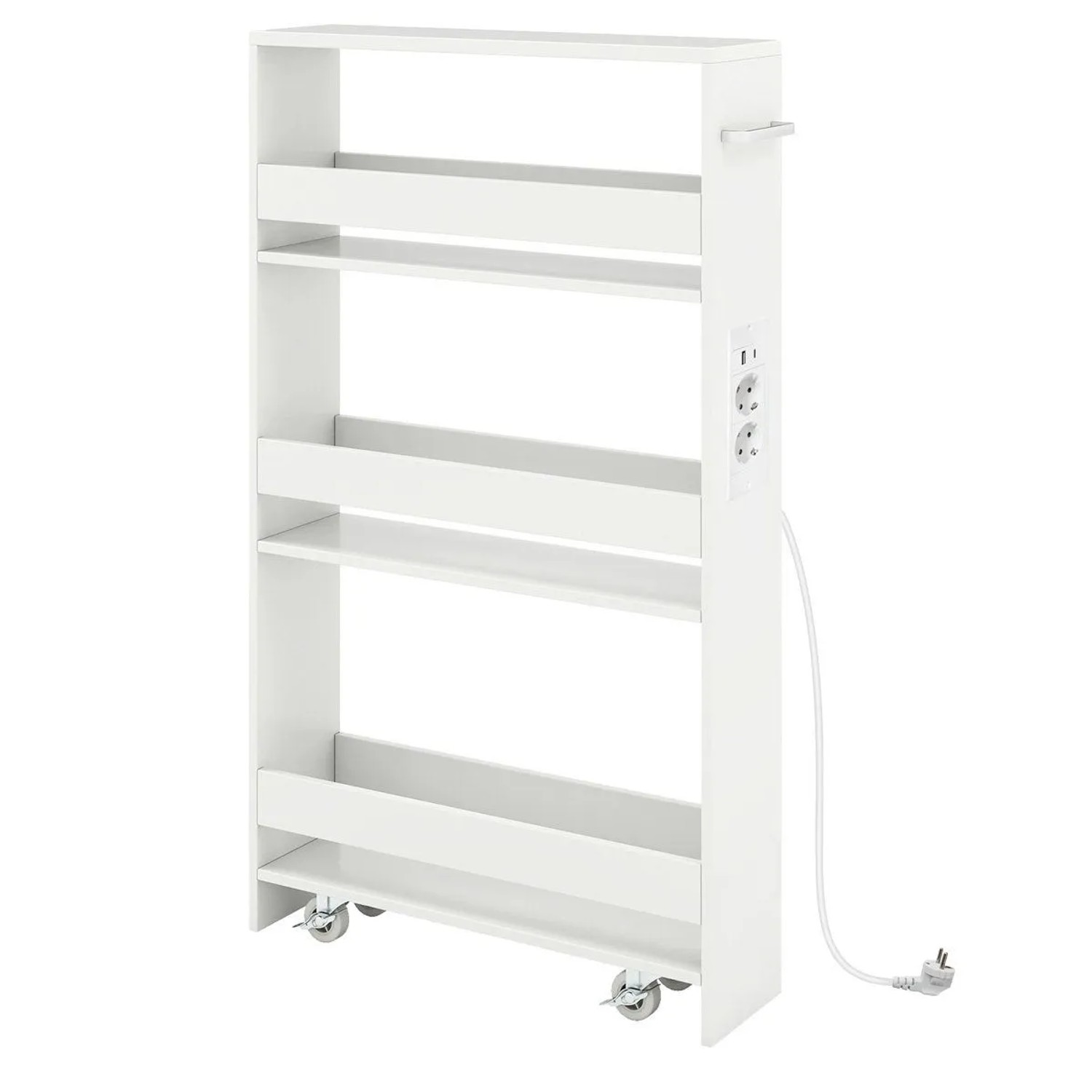 Costway Nischenwagen 13 cm Breit 4 Etagen Küchenwagen Weiß