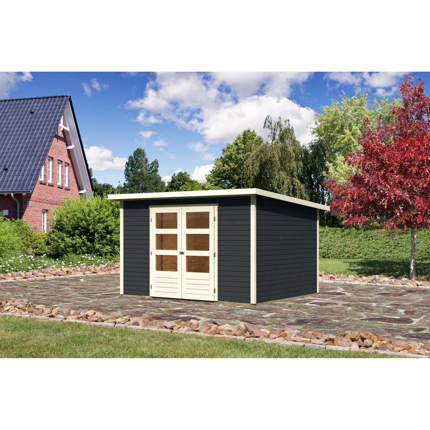Karibu Gartenhaus/Gerätehaus Stockach 5 Anthrazit 305 cm x 246 cm