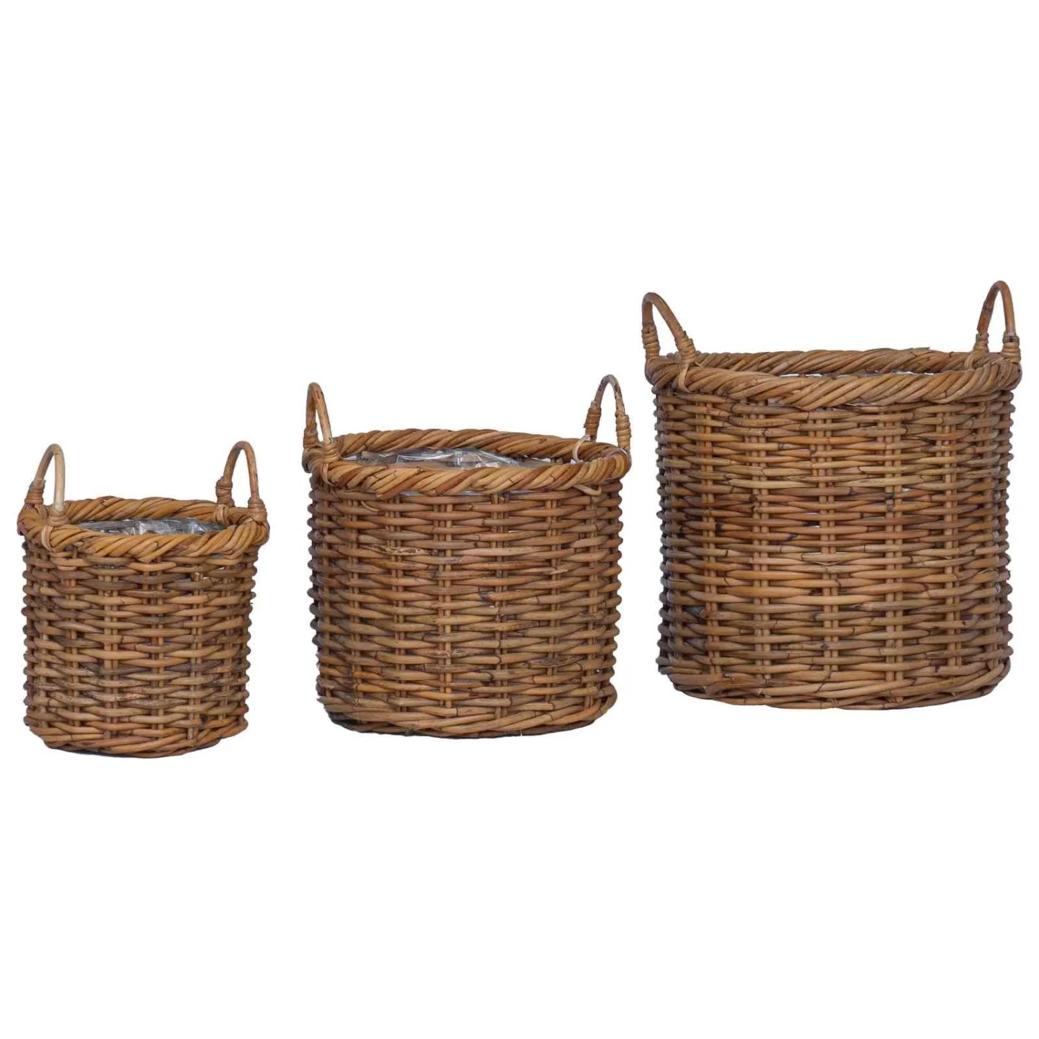 vidaXL Blumentopfkorb mit Speicher 3-Tlg Braun Kubu Rattan 42020956