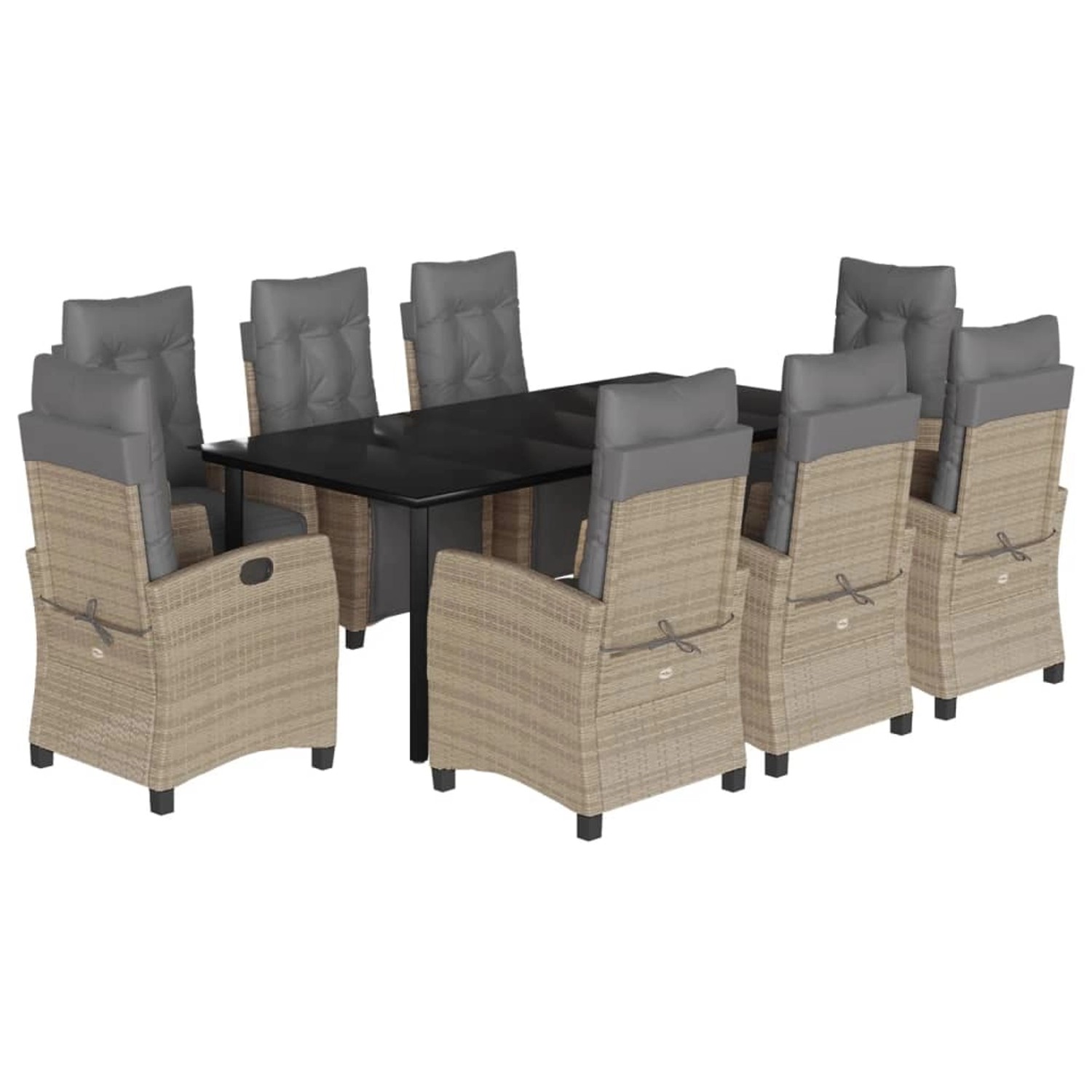 vidaXL 9-Tlg Garten-Essgruppe mit Kissen Beigemischung Poly Rattan 3213029 günstig online kaufen