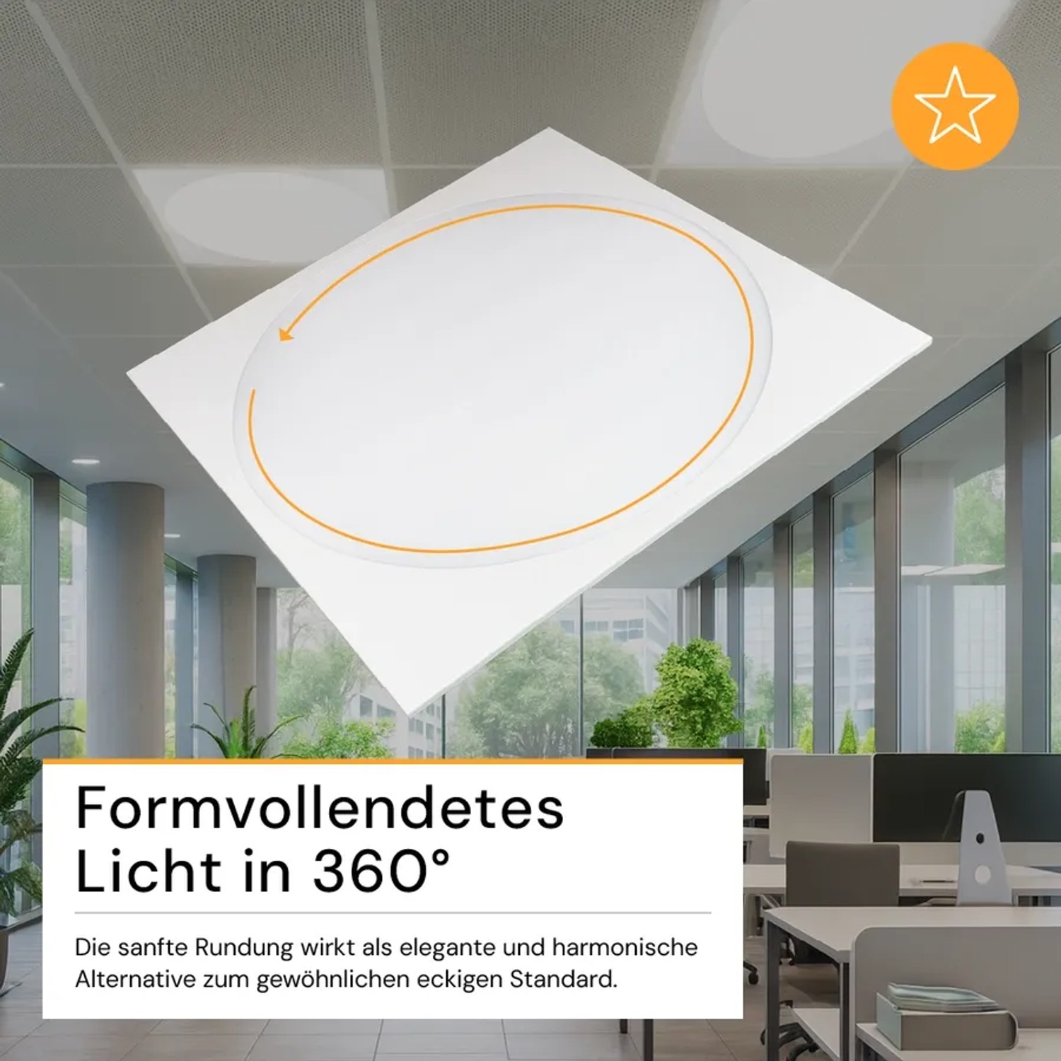ENOVALITE LED Panel 62x62 für Rasterdecke, 5er Pack. Deckenleuchte mit rundem Lichtaustritt, neutralweiß.