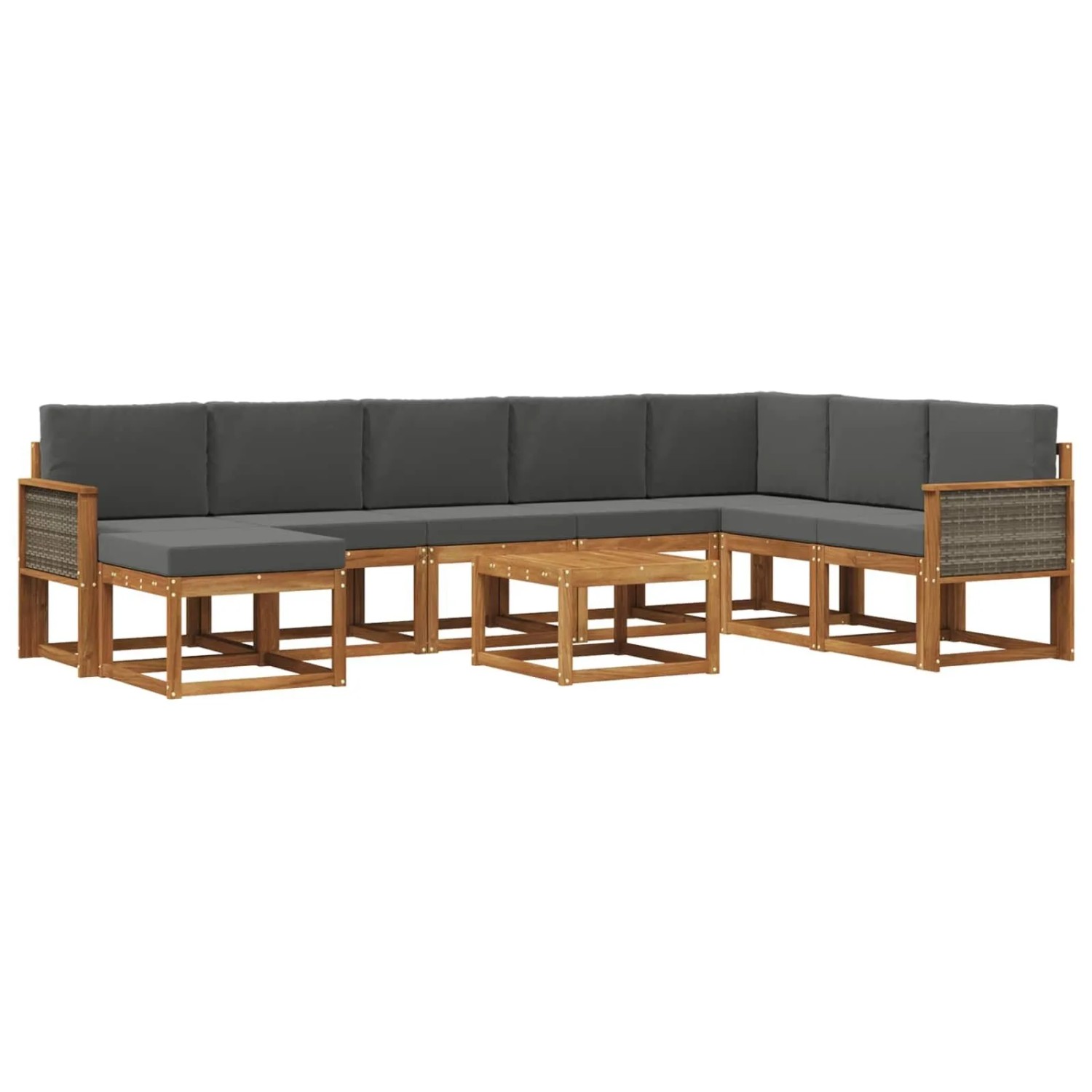 vidaXL Outdoor-Sofagarnitur mit Kissen 9 Stk Natur und Anthrazit 3385468