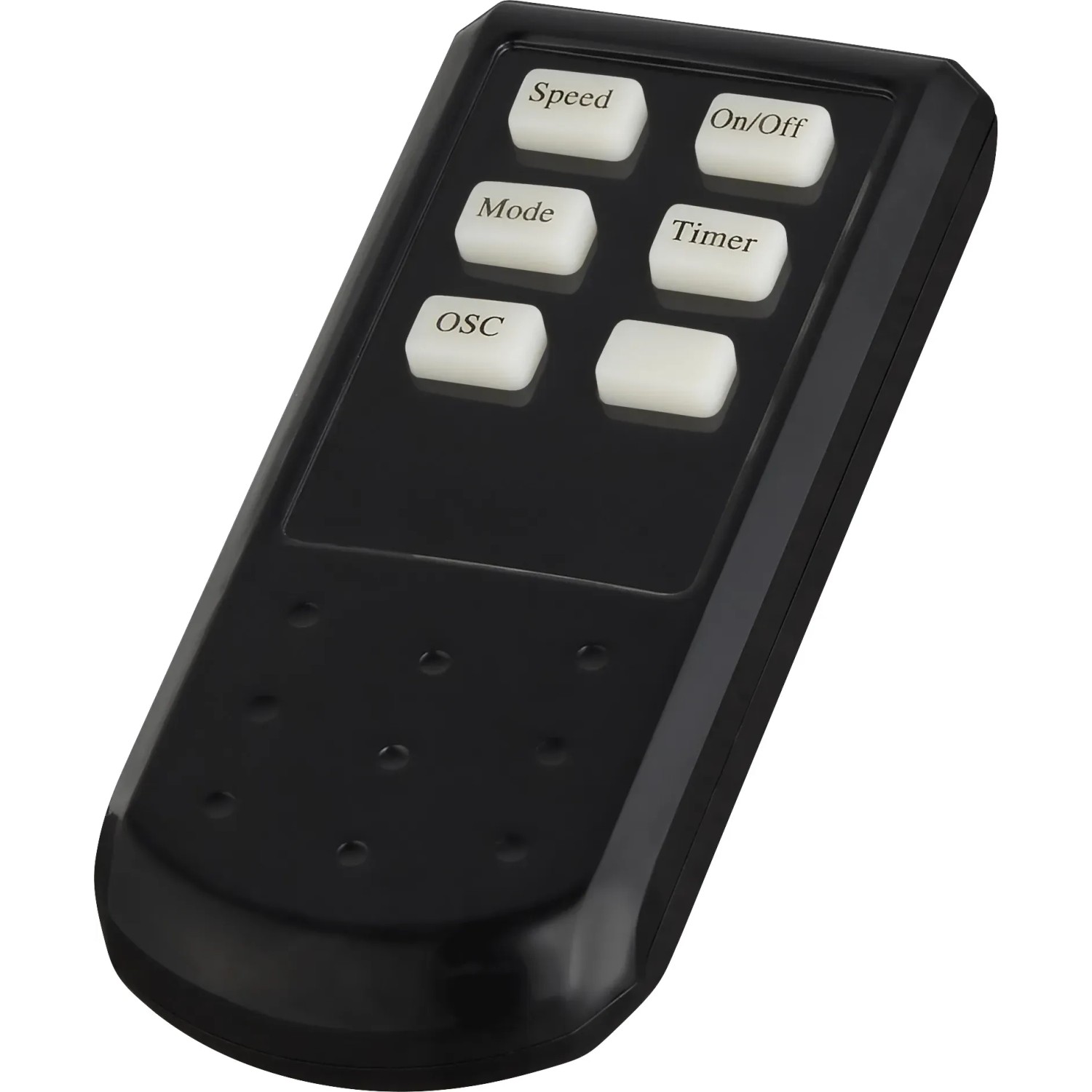 Fernbedienung für OBI Turmventilator, schwarz, mit Tasten für Speed, Timer, On/Off.
