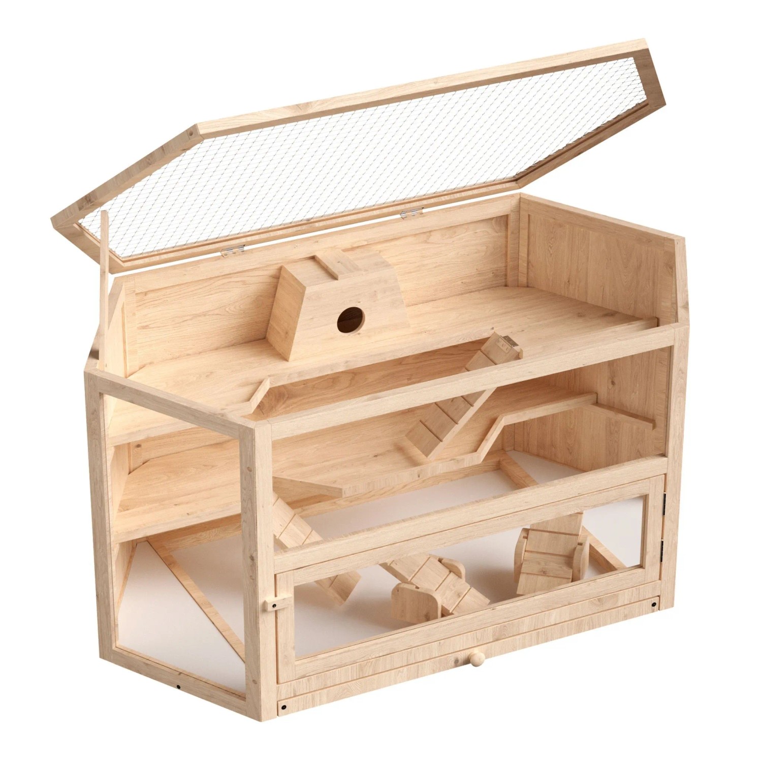 Wiltec XXL Nagerkäfig 1150x600x580mm Holz Kleintierhaus Hamsterkäfig Mäusekäfig