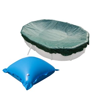Evolution Abdeckplane mit 11 Luftkissen SET Oval 623x360cm Grün Übermaß Winter Pool
