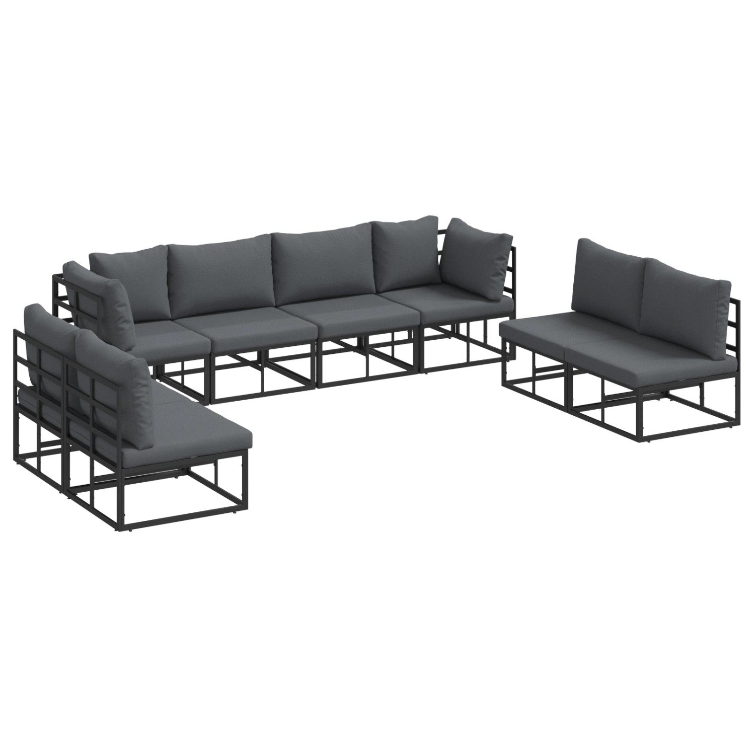 vidaXL Garten-Sofa-Set mit Kissen 8-Tlg Schwarz Aluminium 3378852 günstig online kaufen