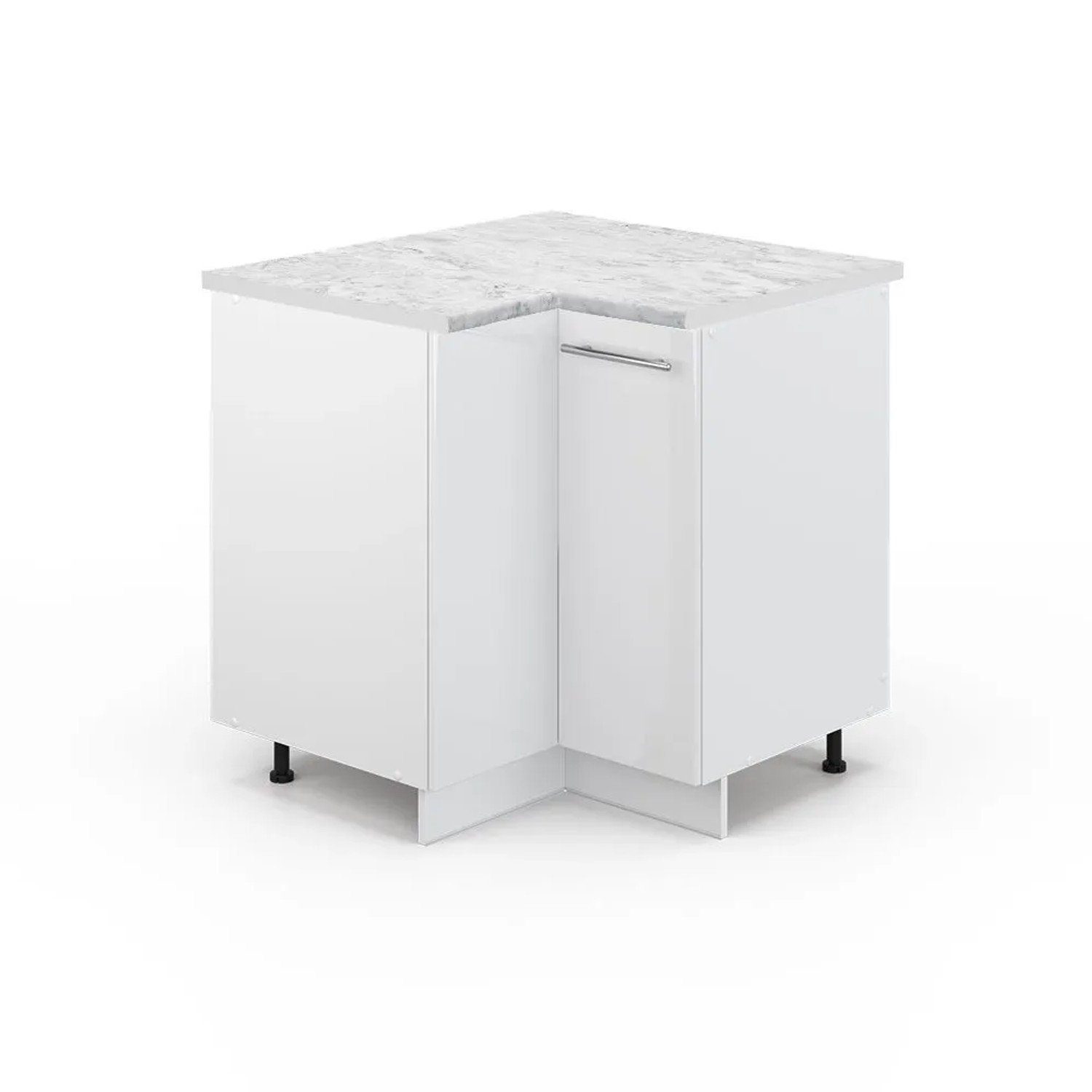 Vicco Eckunterschrank Fame-Line Weiß Hochglanz Weiß 81 cm AP Marmor