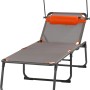 Graue Campingliege Kevin XXL mit Sonnendach und Nackenpolster für Camping & Freizeit.