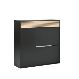 Merax Schuhschrank mit 2 Klapptüren Schuhkipper Schwarz Holzoptik 100x35x105 cm