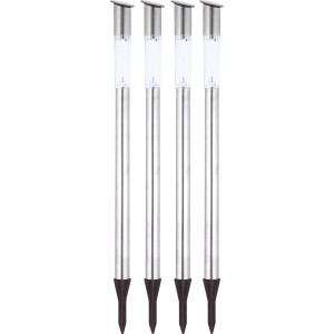4er Set Globo Solarleuchten aus Edelstahl mit klarem Kunststoff für den Außenbereich.