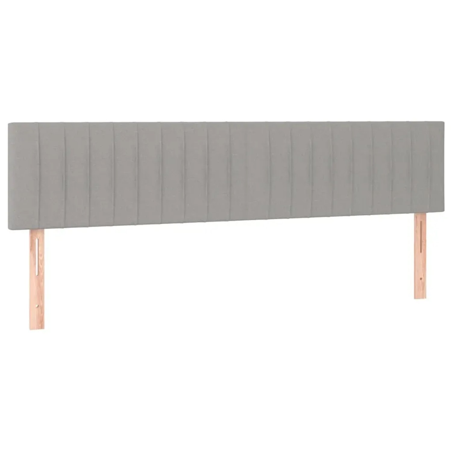 Hellgraues vidaXL Boxspringbett Kopfteil mit vertikalen Ziernähten und Holzfüßen.