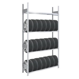 Verzinktes PROREGAL Reifenregal Tire Pro mit 4 Ebenen für bis zu 28 Reifen.