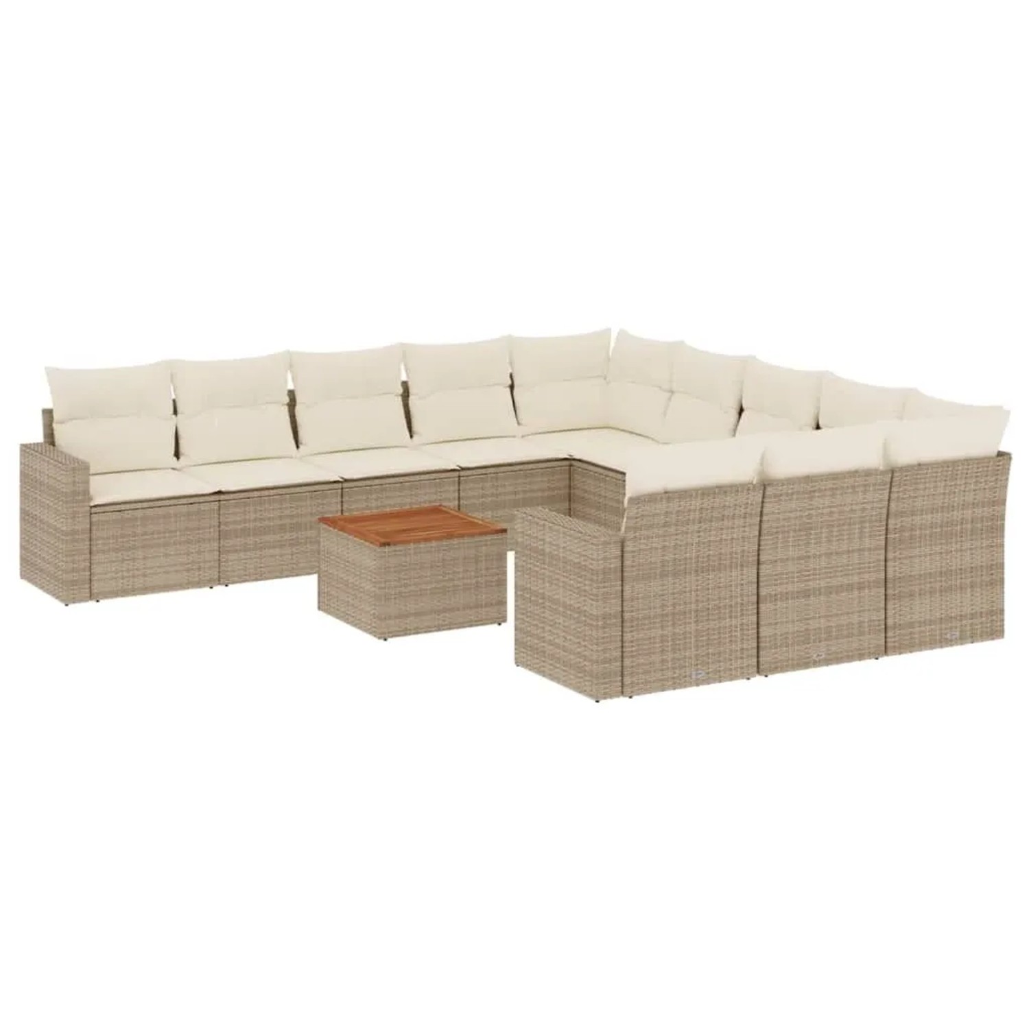vidaXL 12-Tlg Garten-Sofagarnitur mit Kissen Beige Poly Rattan 3224350