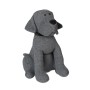 Grau-schwarzer Türstopper in Hundeform aus Polyester, 28x17x19cm, ca. 1 kg schwer.