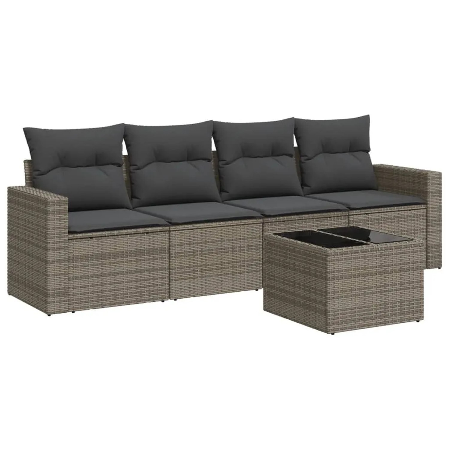 vidaXL 5-Tlg Garten-Sofagarnitur mit Kissen Grau Poly Rattan 3251027 günstig online kaufen