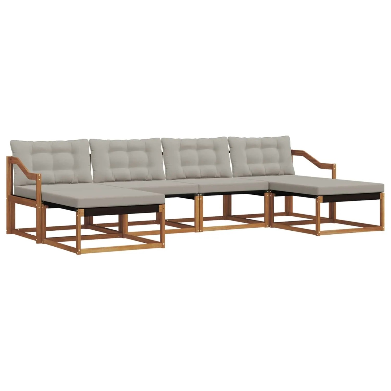vidaXL Outdoor-Sofagarnitur mit Kissen 6-Tlg Natur und Hellgrau 3369730