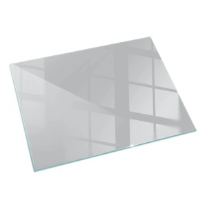 Rechteckige Tulup Glasplatte 120x80 cm für Kaminöfen. Transparentes, gehärtetes Glas mit polierten Kanten als Bodenschutz.