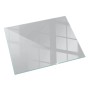 Rechteckige Tulup Glasplatte 120x80 cm für Kaminöfen. Transparentes, gehärtetes Glas mit polierten Kanten als Bodenschutz.