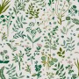 Joules Vliestapete Holcombe Floral, weiß-grünes Blumenmuster für Wandgestaltung.