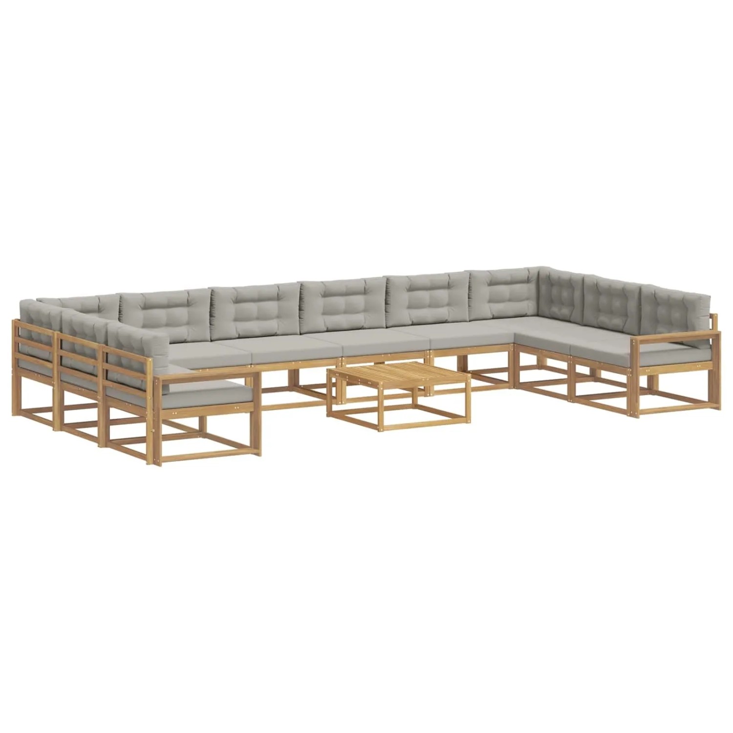 vidaXL Outdoor-Sofagarnitur mit Kissen 11 Stk Weiß und Hellgrau 3387145