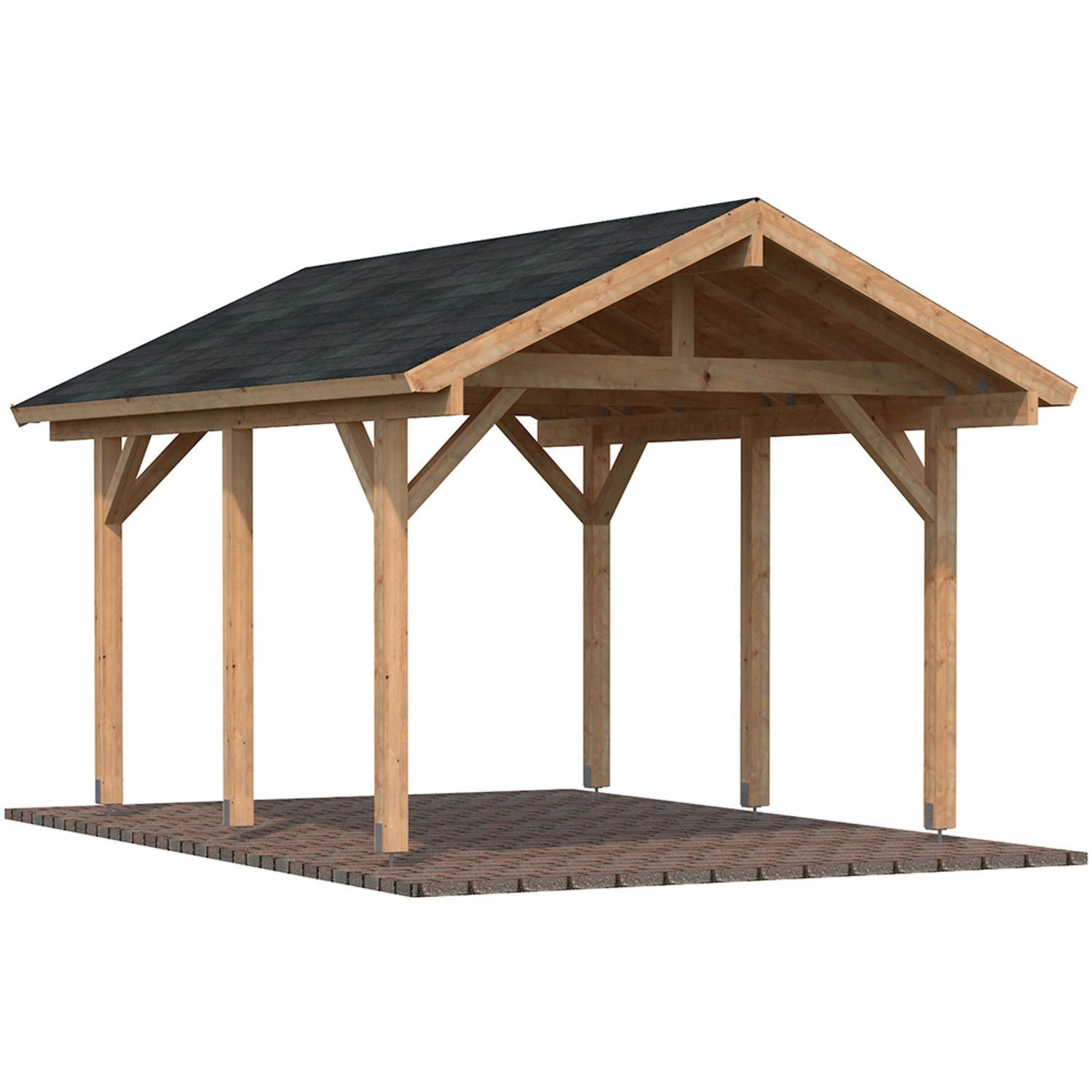 Palmako Einzelcarport Robert Holz Tauchgrundiert Braun 315 cm x 372 cm