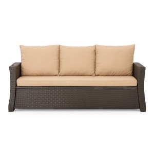 Beiges 1-tlg. Gartenkissen Set für 3-Sitzer Polyrattan Gartensofa (160x60x50 cm).