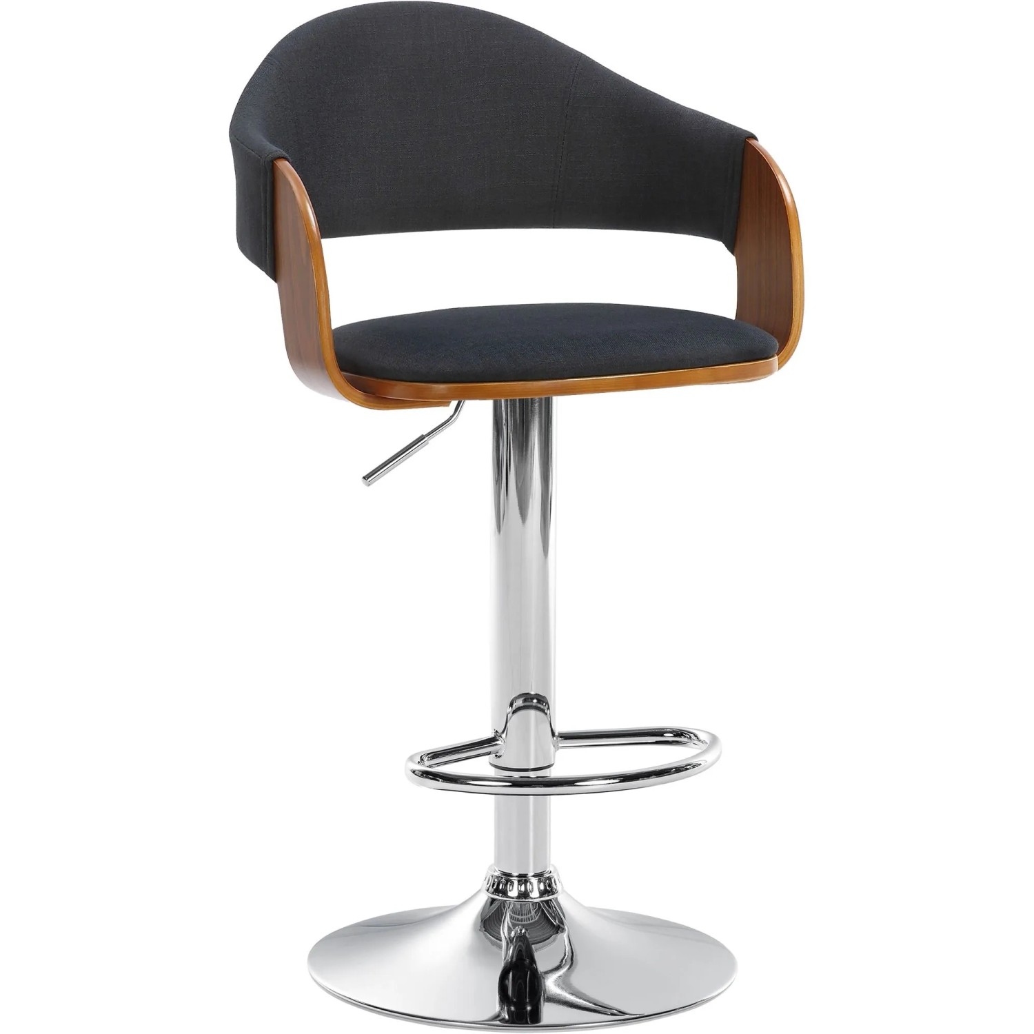 DELUKE Barhocker BOROS Stoff Walnuss/schwarz 50x49x89cm Schwarz Silber Barstuhl Mit Lehne Drehbar Tresenhocker Tresenstuhl