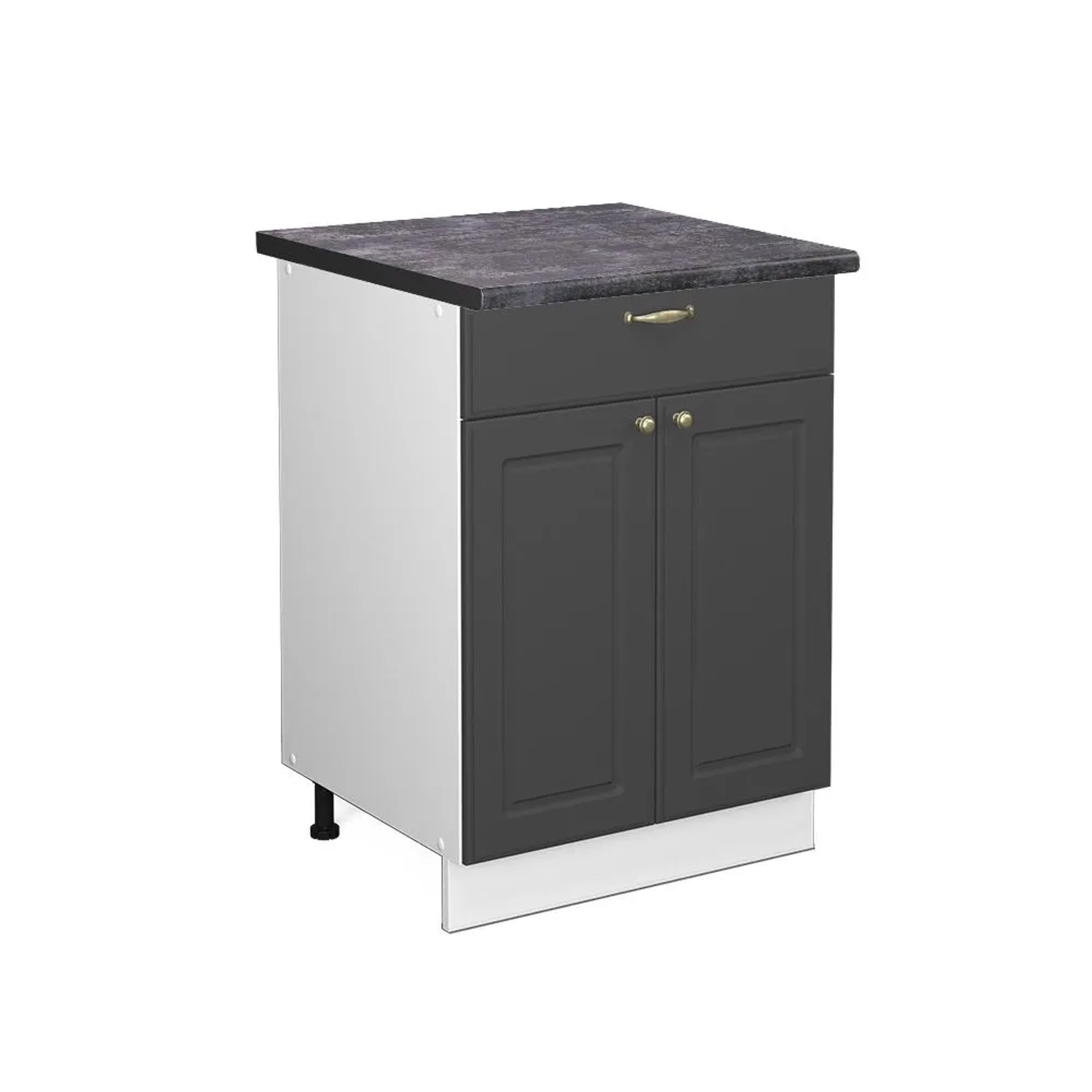 Vicco Küchenunterschrank Fame-Line Anthrazit-Gold Weiß 60 cm mit Schublade AP Anthrazit