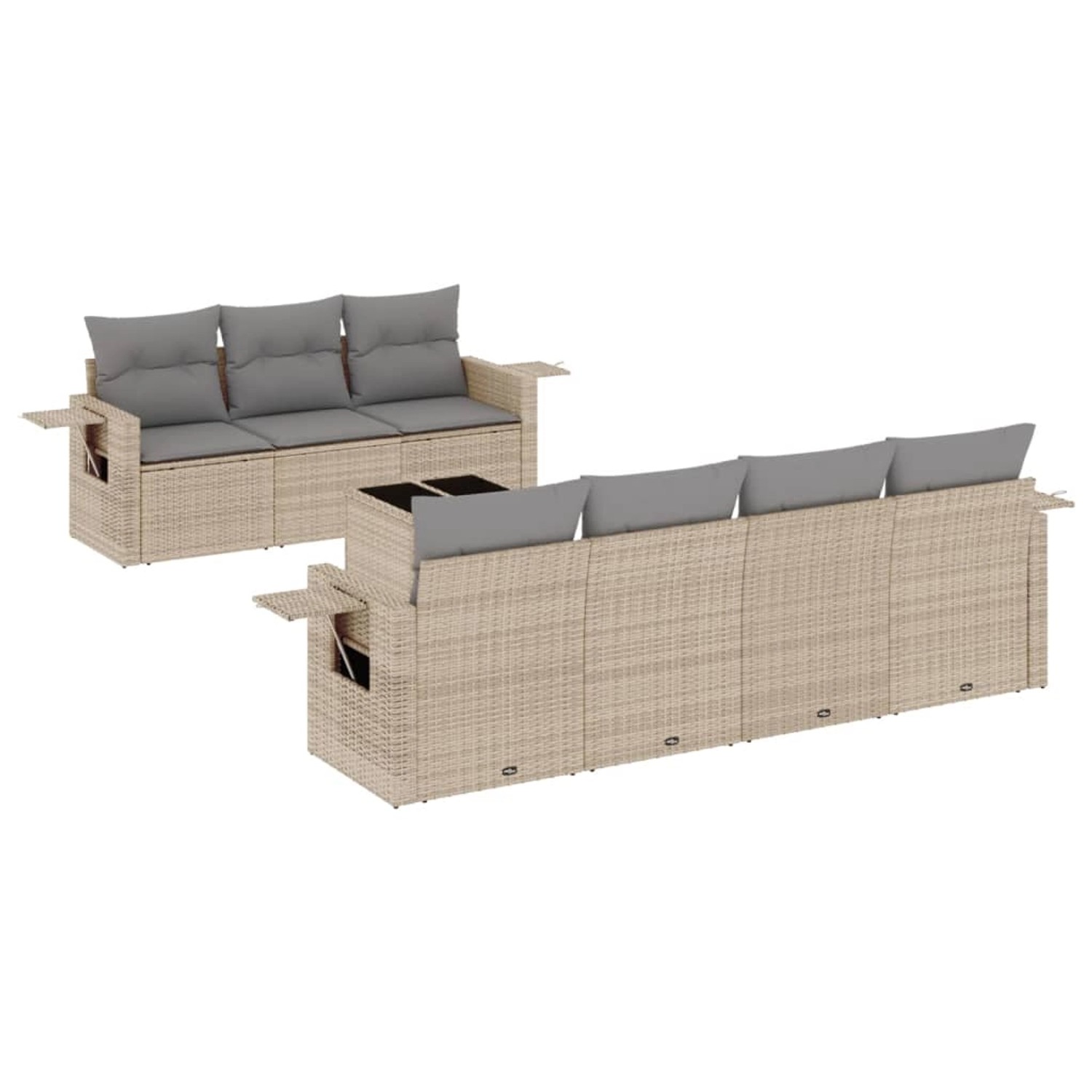vidaXL 8-Tlg Garten-Sofagarnitur mit Kissen Beige Poly Rattan 3219928 günstig online kaufen