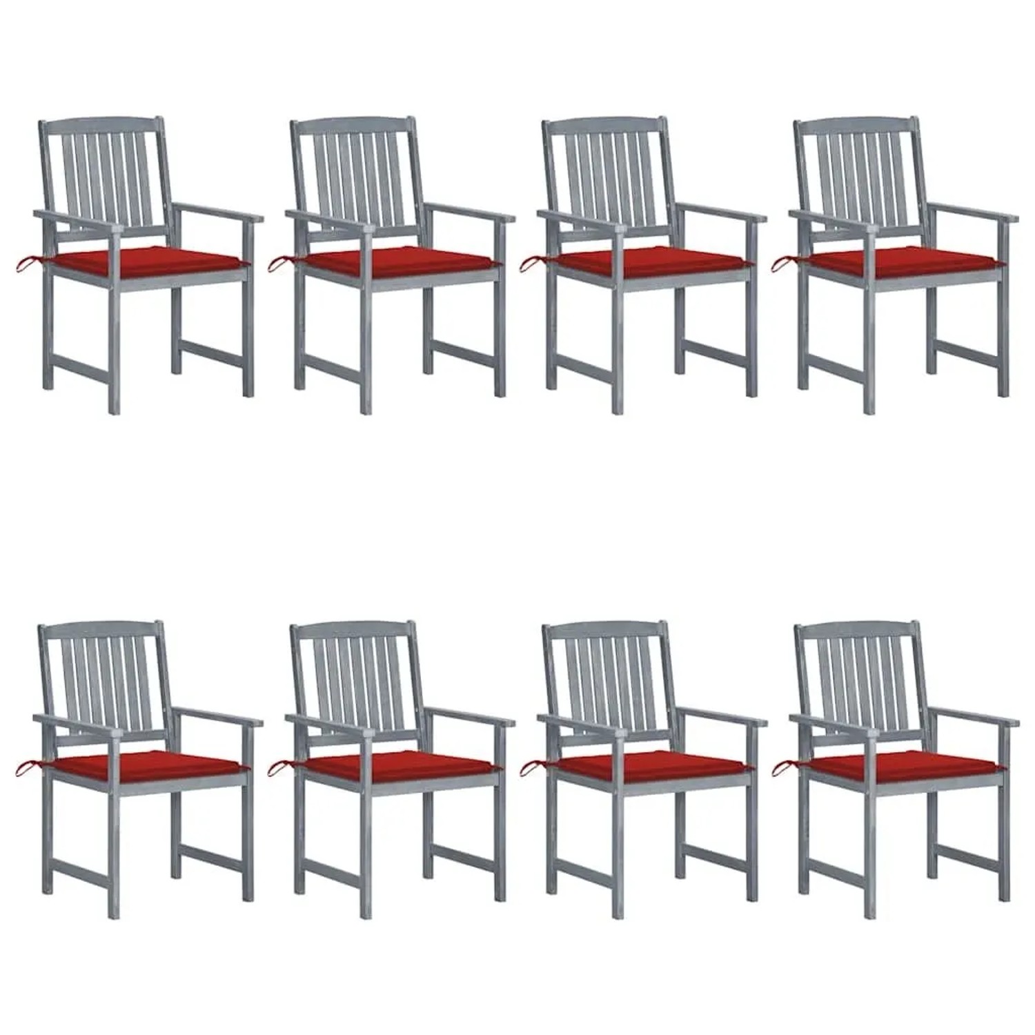 vidaXL Gartenstühle mit Kissen 8 Stk Massivholz Akazie Grau 3078228