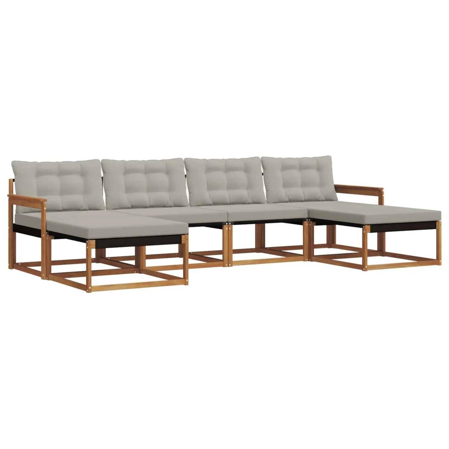 vidaXL Outdoor-Sofagarnitur mit Kissen 6-Tlg Natur und Hellgrau 3369714