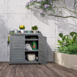 Relaxdays Pflanztisch Tannenholz Grau mit Unterschrank 92 cm x 90 cm x 45 cm 15,7 kg