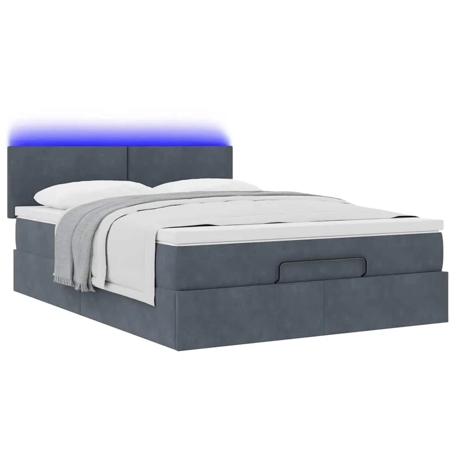vidaXL Ottoman-Bett mit Matratze und LEDs Dunkelgrau 140x200 cm Samt 3312555