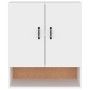 Weißer Wandschrank (60x31x70 cm) mit zwei Türen und offenem Fach. Büroschrank.