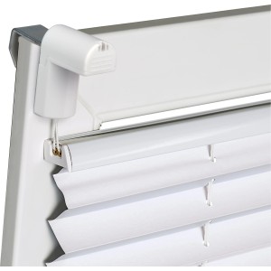 Detailansicht des weißen Tageslicht-Spannplissees Valeria, 105x130 cm, mit Bedienelement.