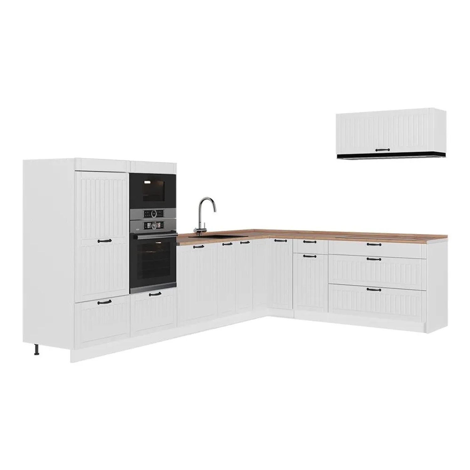 Vicco Eckküche Fame-Line Weiß Landhaus/Weiß 327 x 154 AP Eiche Art Nr 64441