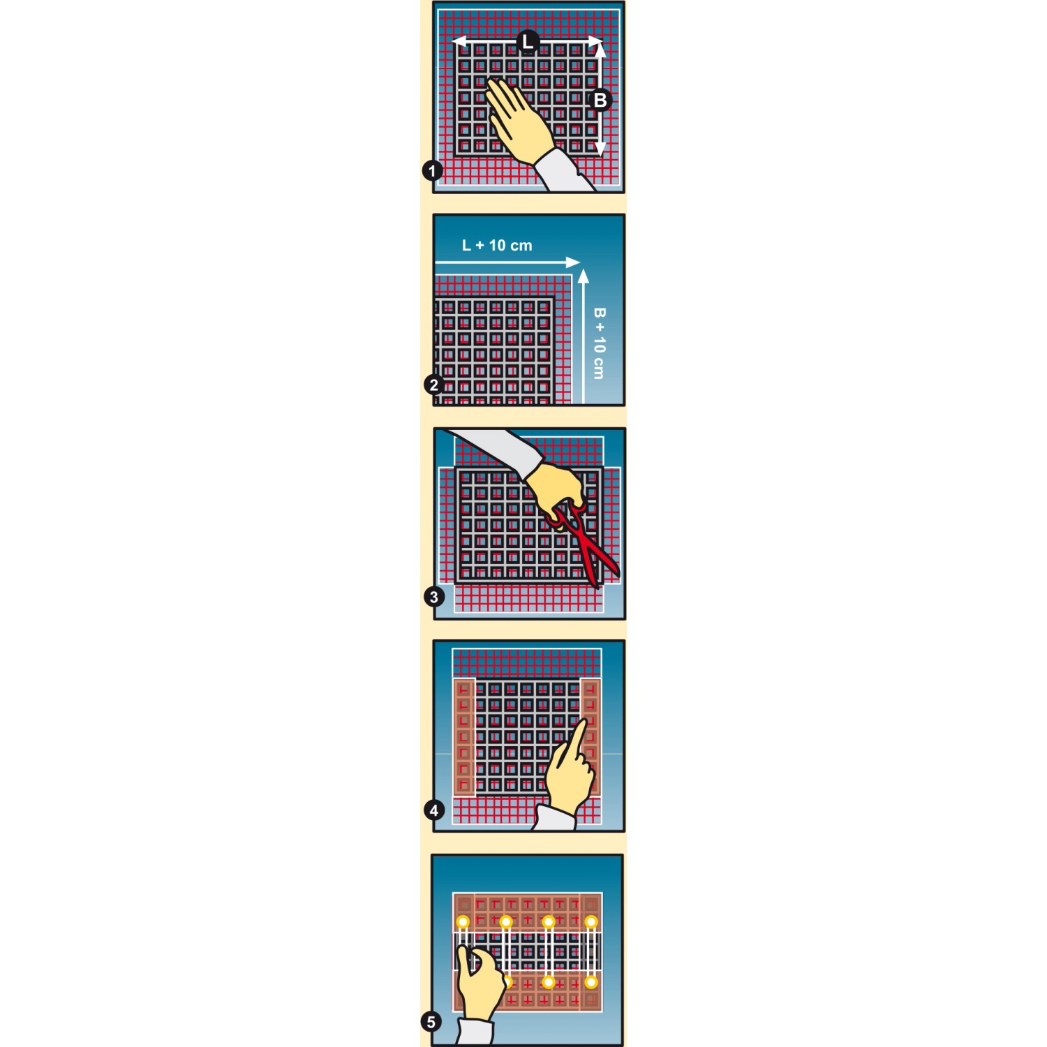 Anleitung: Schellenberg Lichtschachtabdeckung aus Aluminiumgewebe montieren und anpassen.