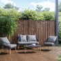 4-teiliges Lounge-Set Edna mit Seilbespannung in Anthrazit, inkl. Tisch, Sofa, Sessel und Auflagen.