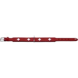 Hunter Hundehalsband Swiss, rot-schwarz, Größe S-M, 50 cm, mit Schweizer Kreuzen.