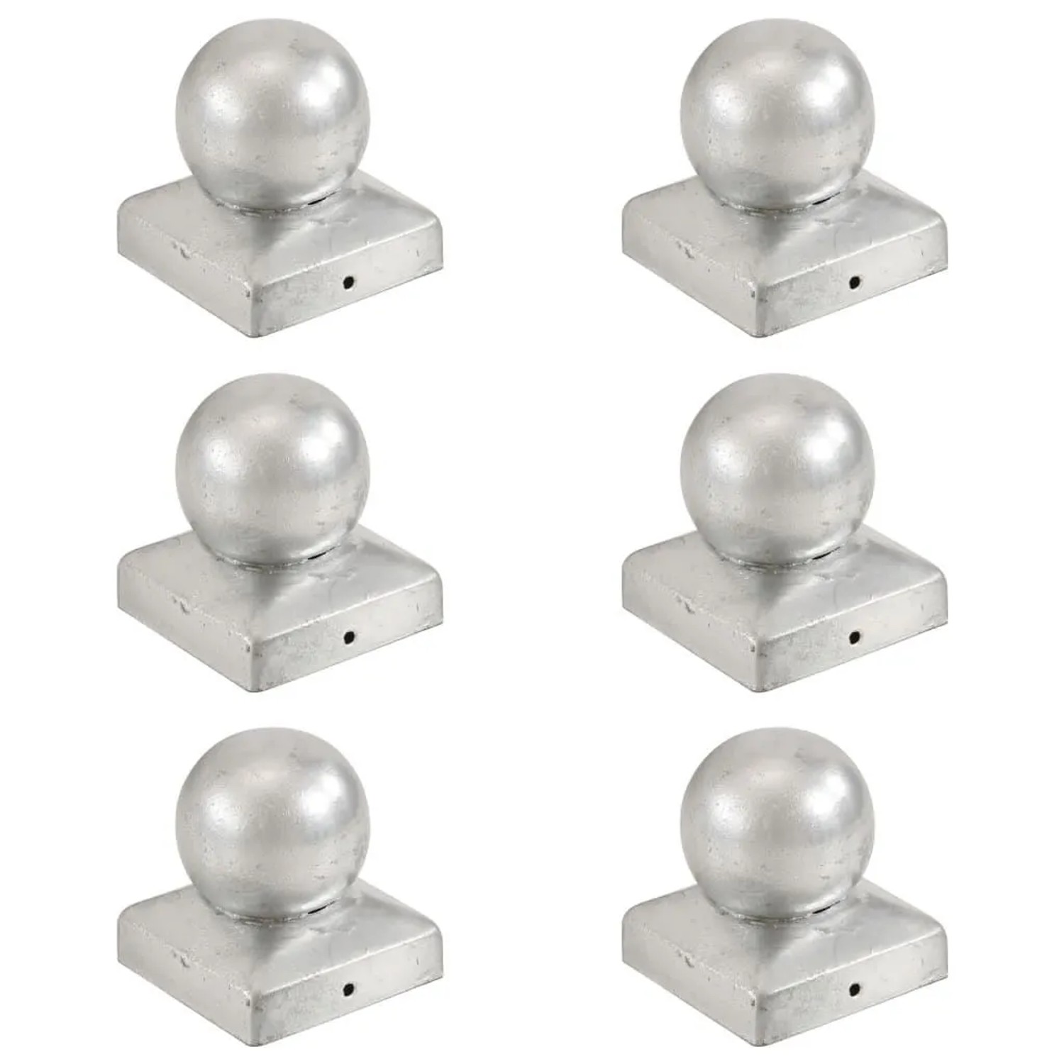 vidaXL Pfostenkappen 6 Stk Kugelform Verzinktes Metall 71 x 71 mm 145497