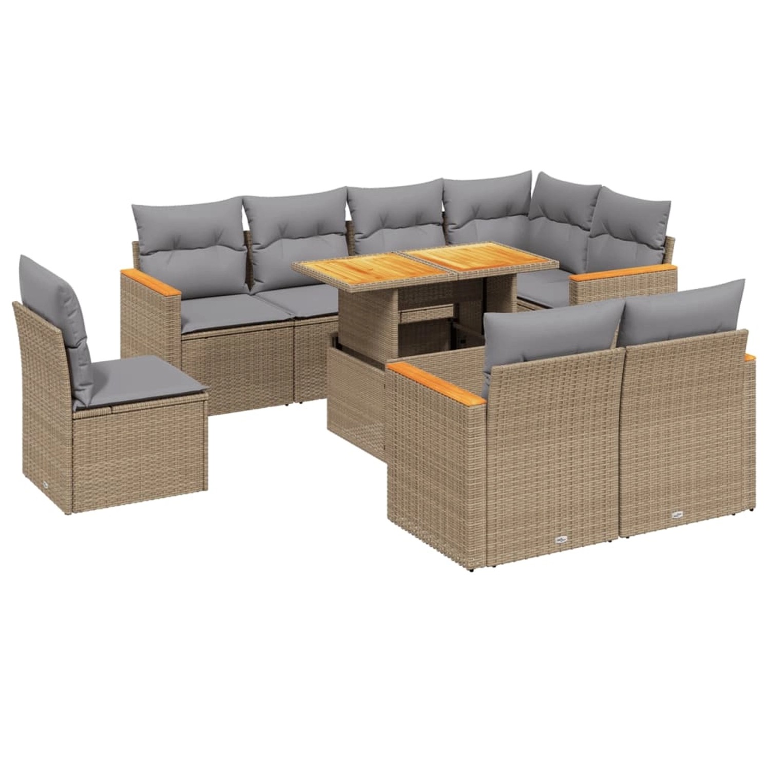 vidaXL 9-tlg Garten-Sofagarnitur mit Kissen Beige Poly Rattan Modell 271 günstig online kaufen