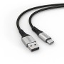 Schwarzes Schwaiger USB-C auf USB-A Ladekabel, 1,2m, unzerstörbar.