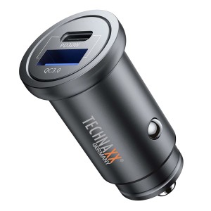 Technaxx KFZ-Ladegerät Dual TX-305 (30W) mit USB-C und USB-A Anschluss.