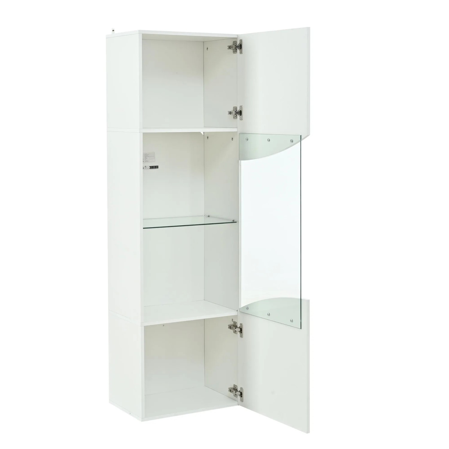 okwish Vitrinenschrank mit LED Beleuchtung Wellenoberfläche Wohnzimmer 35x50x165cm Weiß